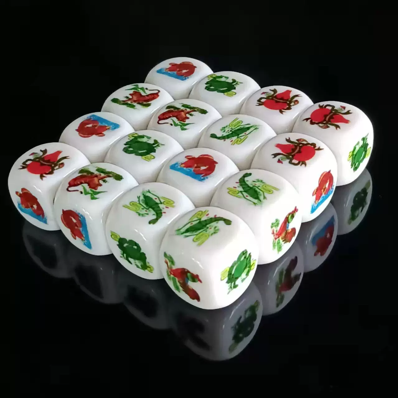 亚克力光板印刷色子彩印图案LOGO圆点六面骰子桌游配件骰子