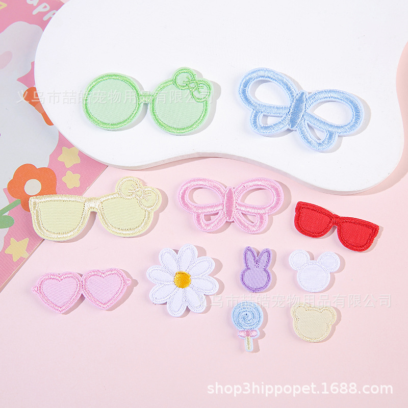 Zhehao Pet Hair Clip Accessories DIY Special Embroidery Pads Full Diamond Base Butterfly Glasses Cat and Dog Headwear