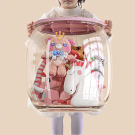 娃娃收纳筒毛绒玩偶布收纳桶公仔儿童玩具整理收纳神器透明储物凳