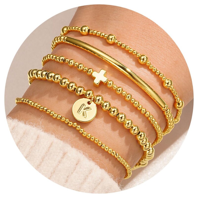 Cross-Border Creative Design Gold Cross A-Z Initial Bracelet Set for Women's Commuting