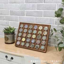 跨境木质勋章架纪念币奖牌收藏架游戏挑战币置物架奖章银币展示架