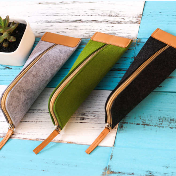 无印圆珠笔粽子毛毡笔袋 简约大容量中学生男女同学文具盒 收纳袋