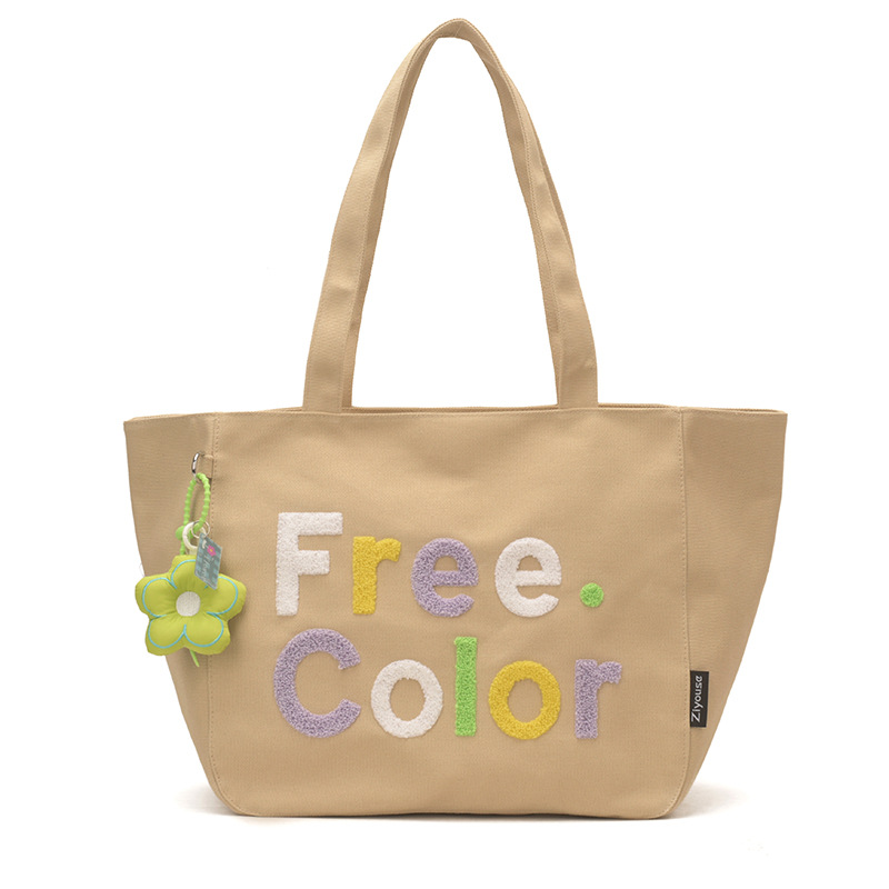 letras de color coreanas bordadas bolsas de lienzo de estilo estilo simple moda versátil bolsas de hombro para estudiantes