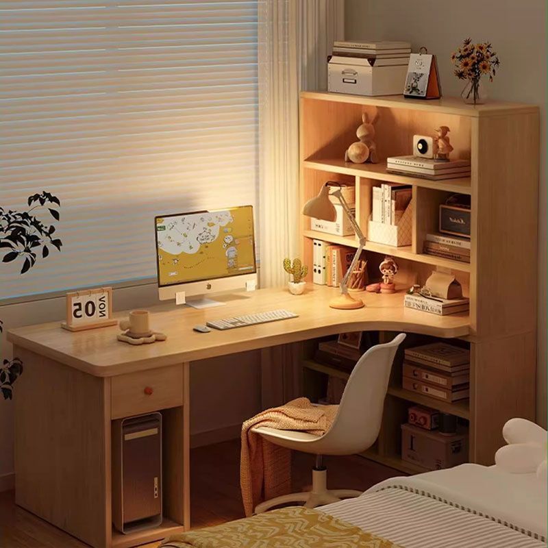 Escritorio de esquina, estantería, escritorio integrado, escritorio para computadora de escritorio para el hogar, escritorio de esquina para dormitorio, estantería para estudiantes, escritorio