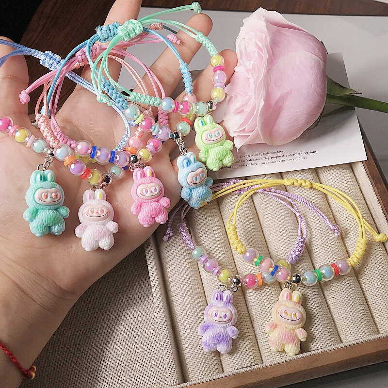Popular Labubu Bracelet for Kidsren, Sweet and Cute, Hand-Woven, Exquisite and Fresh, Fresh Rope Wholesale