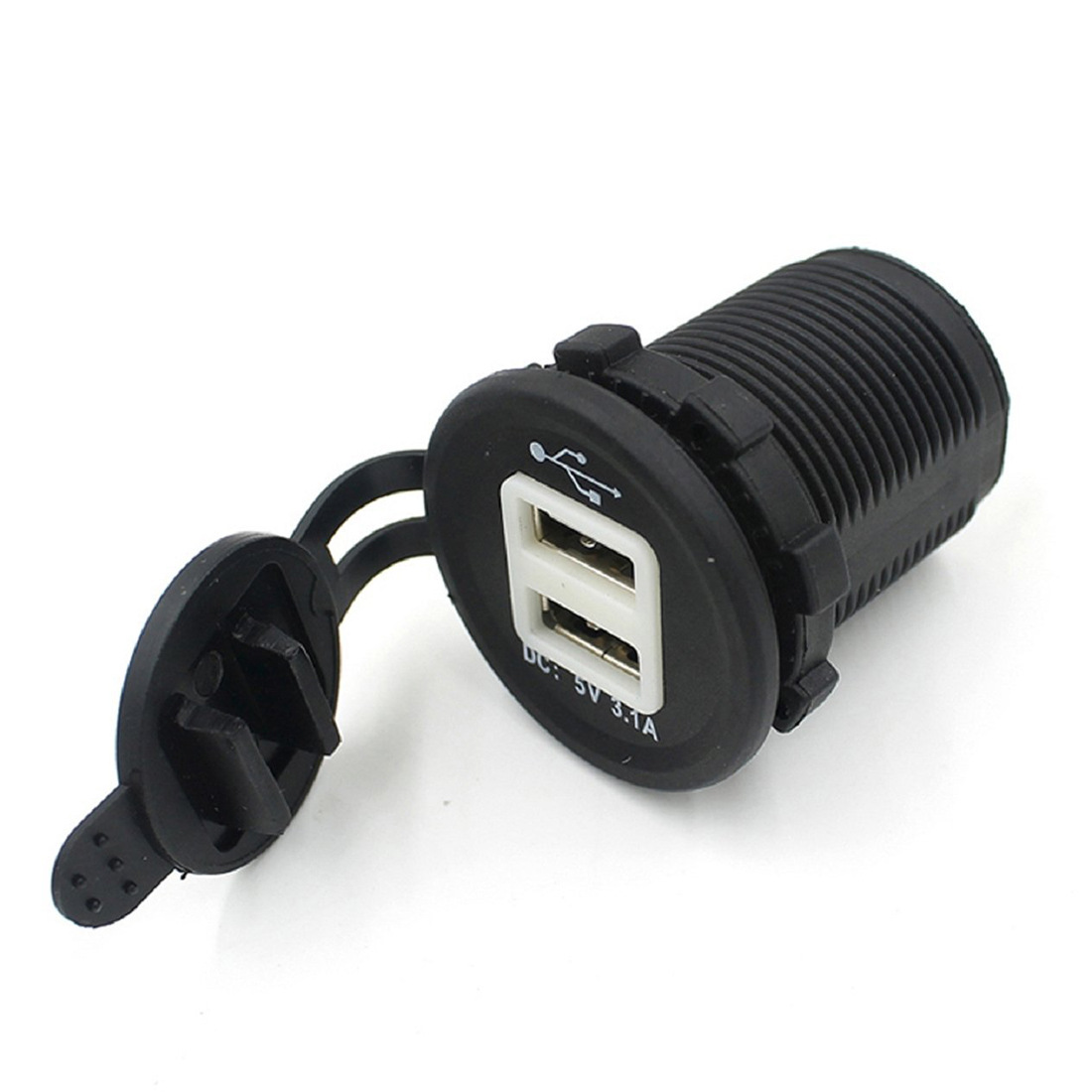 LED Blue 12-24V Moto USB Car Charger Ada...