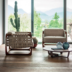 戶外藤編沙發室外庭院柚木家具防雨防曬酒店別墅陽扶手椅花園組合