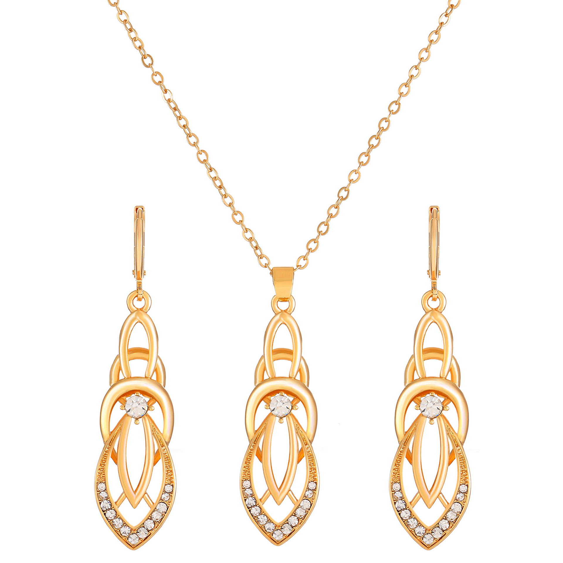 Transfronterizo europeo y americano Venta caliente joyería traje personalidad femenina diamante aleación corona mariposa collar pendientes traje ins moda