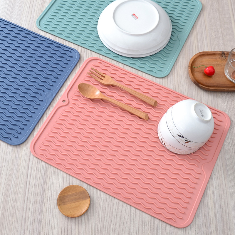 Cocina cuadrada plegable almohadilla de mesa antideslizante almohadilla de drenaje de agua almohadilla de aislamiento térmico TPR almohadilla de aislamiento térmico