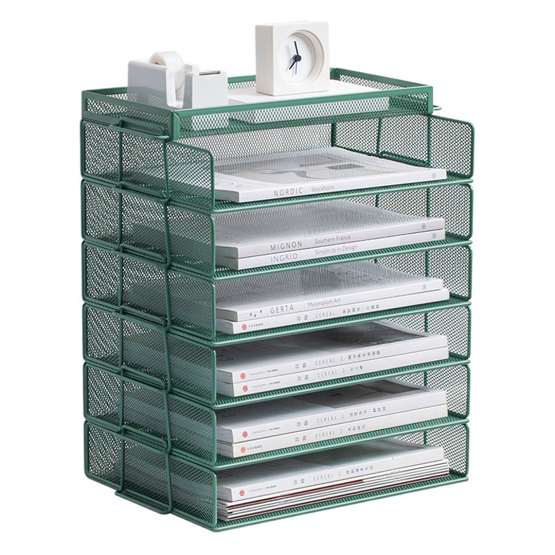 Настольная стойка для файлов Стеллаж для хранения данных Стеллаж для хранения многослойных файлов Файловая рама офисная железная стойка для файлов