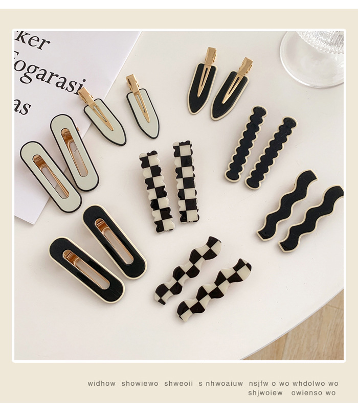 Hairpin Korean Simple Checkerboard Seamless Hairpin display picture 5