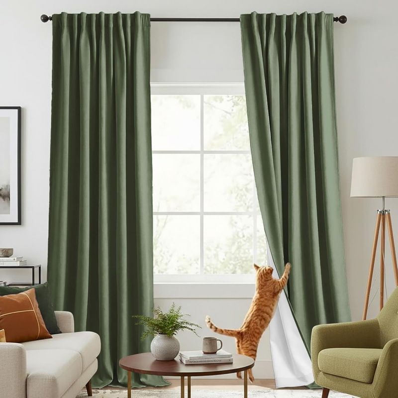 2026 New Model Amazon Cross-Border Exclusive Olive Green Curtain and Sheer Fabric Suitable for Bedroom Bohemian Style 2026 New Model Amazon Cross-Border Exclusive Olive Green Curtain and Sheer Fabric Suitable for Bedroom Bohemian Style