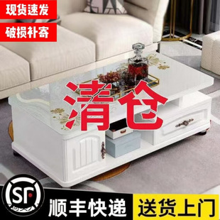 Coffee Table TV Cabinet Combination suit Small Apartment Bedroom Living Room Simple Modern Simple European Glass Coffee Table Special Price