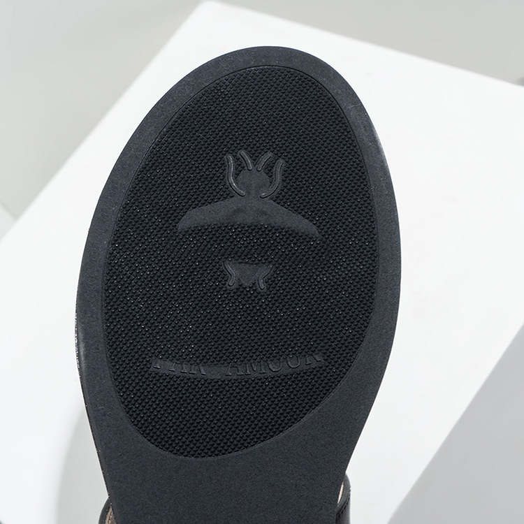 Women's Herringbone Flat Sandals Designer Style Summer Slides_voghion.com