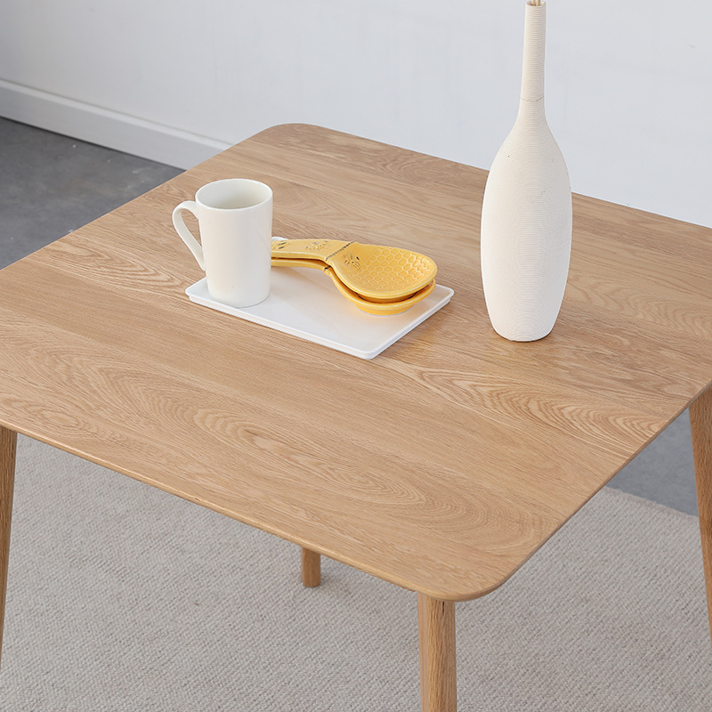 Mesa cuadrada de roble nórdico Mesa de negociación comercial de madera maciza simple Restaurante de comida rápida Tienda de bebidas frías Cafetería Fábrica de muebles al por mayor