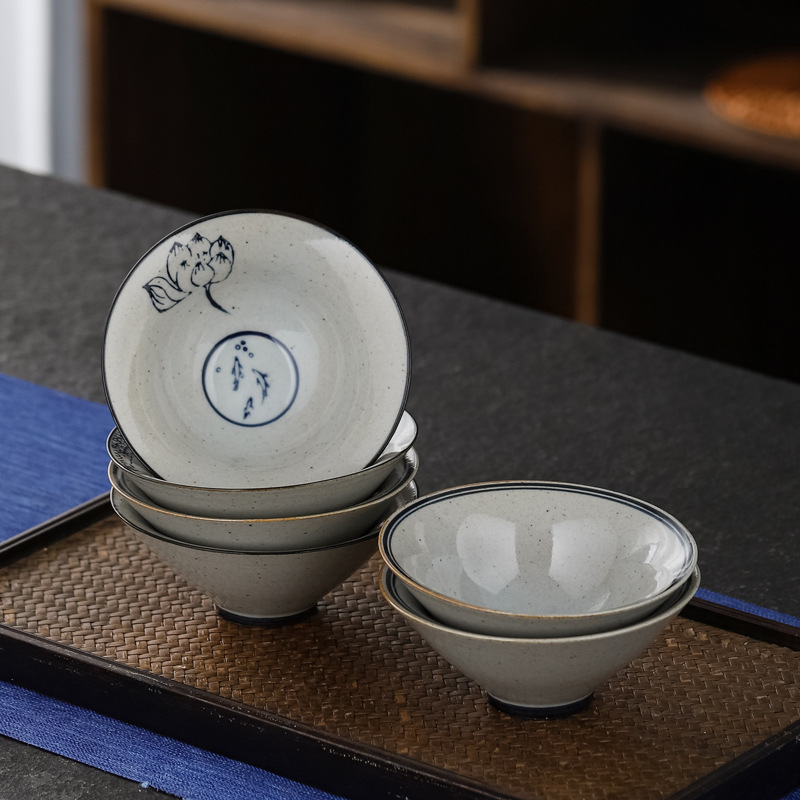 仿古斗笠杯中式中式复古青花茶杯品茗杯主人杯单杯茶盏小酒碗酒杯
