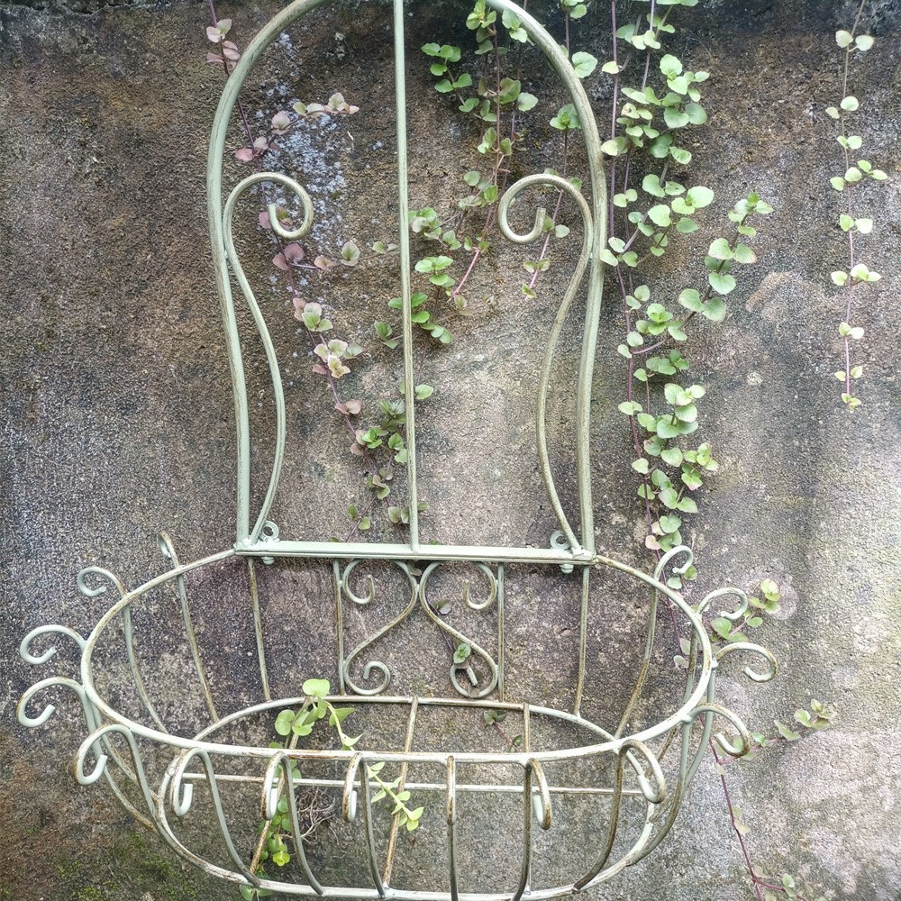 벽걸이 중공 격자 무늬 꽃 바구니 스몰 사이즈 녹색