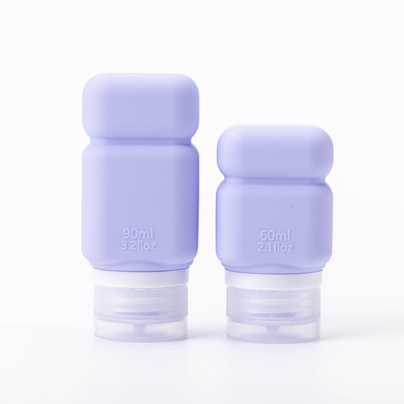 Viaje de silicona botella de 60ml 90ml gran capacidad conjunto de presión a prueba de fugas botella de almacenamiento de cosméticos nueva