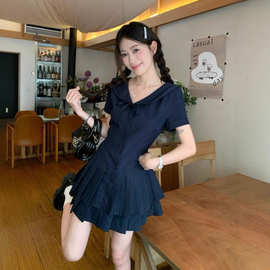 小个子巨好看收腰显瘦a字短裙连衣裙子女夏日绝美独特漂亮掐腰裙