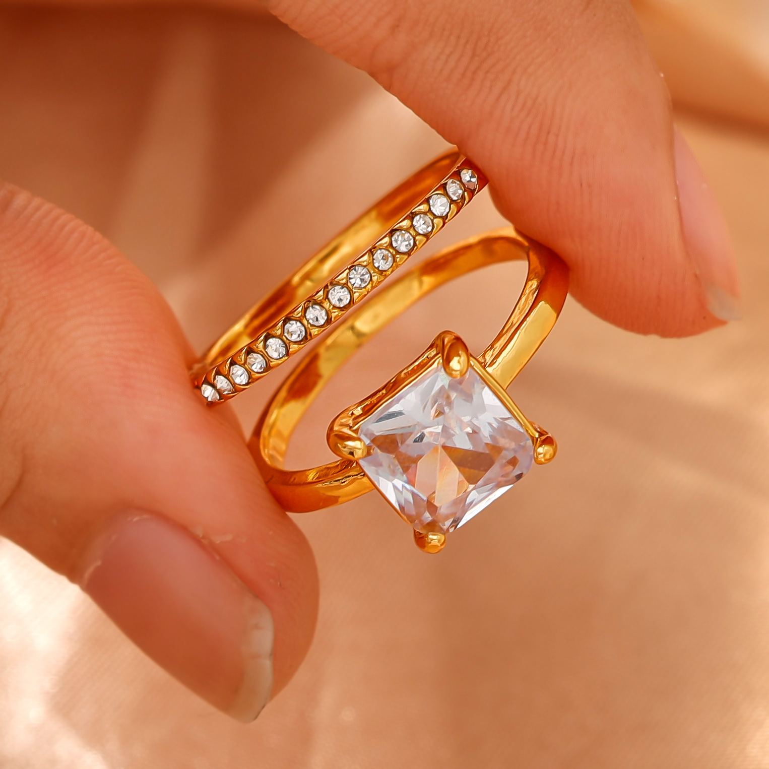 Venta caliente transfronteriza europea y americana, anillos de diamantes para damas, sentido simple y de alta gama, anillos de boda para mujeres, decoración de manos, fabricantes al por mayor