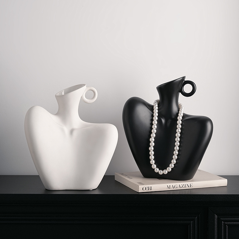 Behanmei Wabi-Sabi Style Human Art Vase High-End Ornaments Living Room Flower Arrangement Decorations Cross-Border Dropshipping