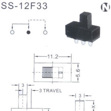 供应拨动开关 电子单极双位拨动开关 SS-12F33可制定拨动开关