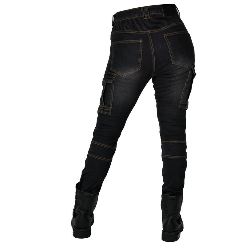 VOLERO pantalones vaqueros estilo Harley de las mujeres motocicleta pantalones de carreras anti-caída rodillera ajustable