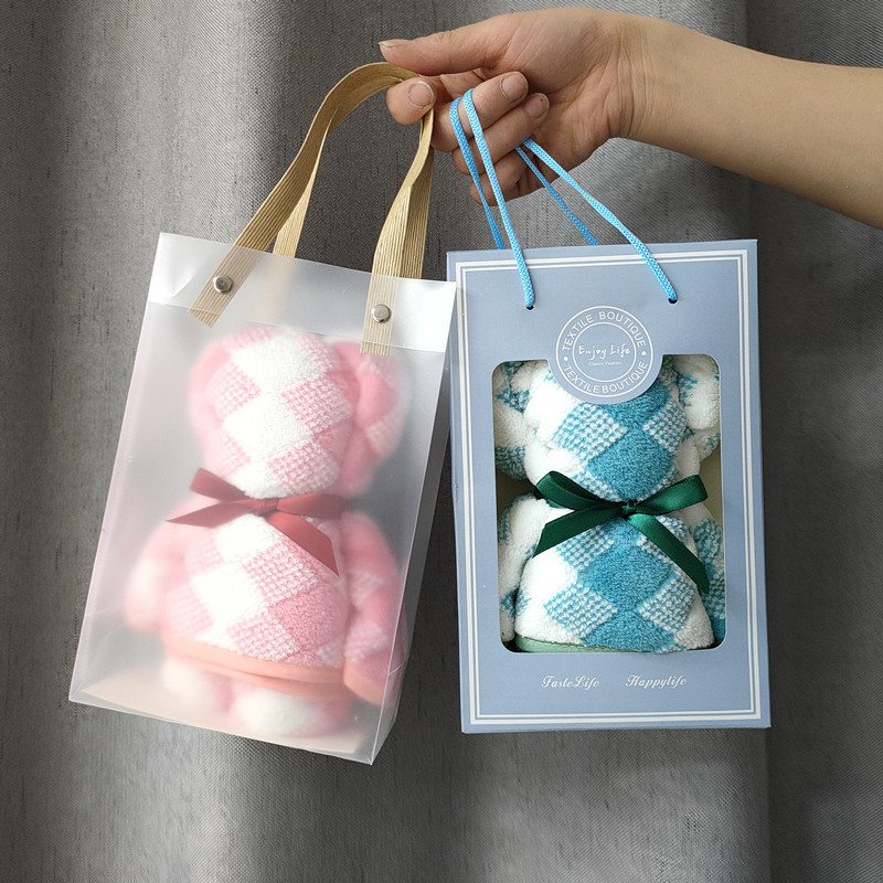Bear Style Towel Warp Knitted Coral Fleece Rhombus Soft Water Absorbent Holiday Accompanying Gift Wedding Gift Bear Style Towel Warp Knitted Coral Fleece Rhombus Soft Water Absorbent Holiday Accompanying Gift Wedding Gift