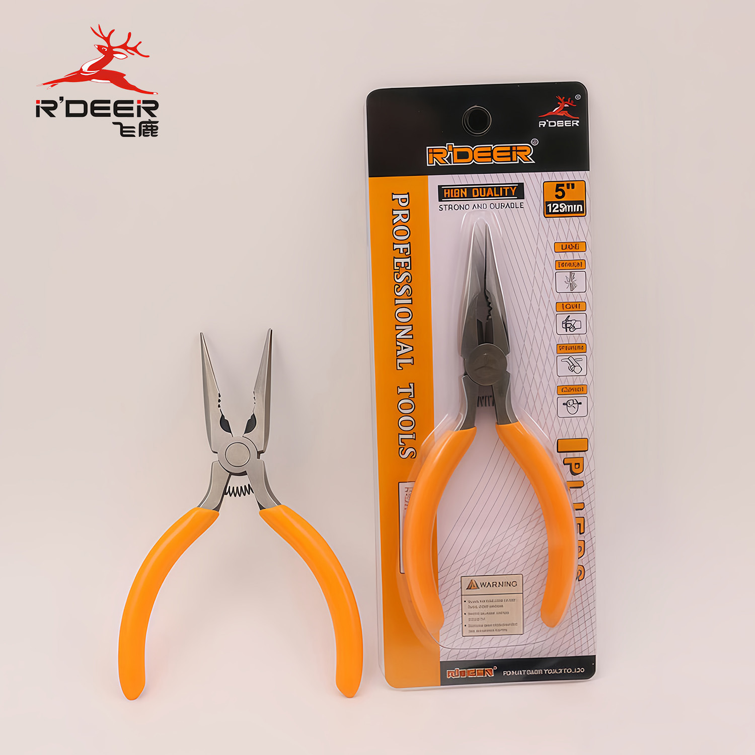 飞鹿5寸迷你尖嘴钳125mm多用途夹持电子钳尖咀钳小尖头钳子RT-501