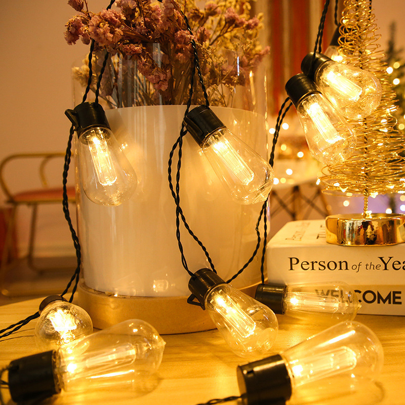 LED Solar Edison Bulb String Lights Festive Decoration Retro Indoor And Outdoor Garden Decoration Transparent Lantern