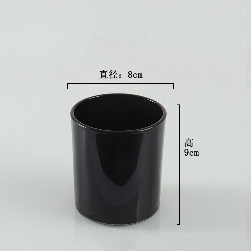 Fábrica en stock recto 200ml taza de vela de color esmerilado 8090 con cubierta de taza de cera de banano 10oz tapa de hierro jar