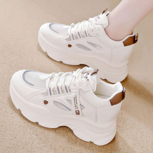 Foreign Trade Export Thick-Soled Single Mesh Dad Shoes 2025 Summer New Heightening Breathable Lightweight Versatile Casual Sports Shoes
