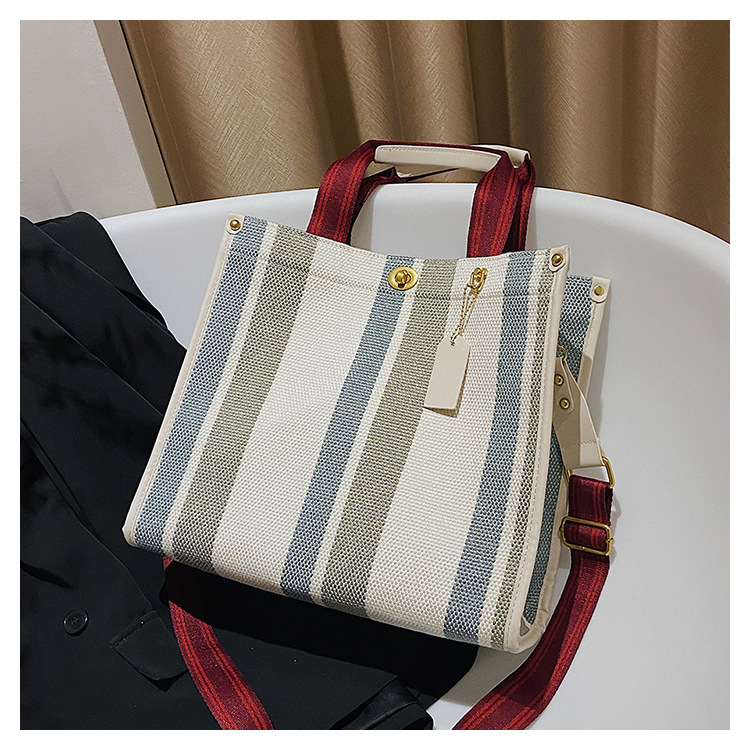 Grote canvas draagtas voor dames denim schoudertas vintage stijl_voghion.com