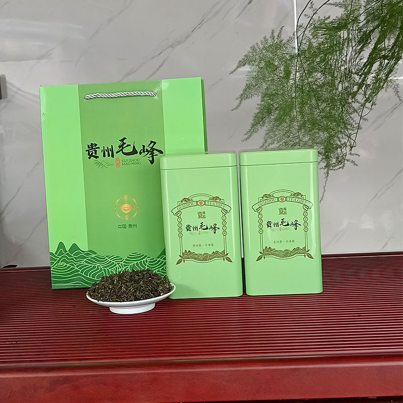 贵州茗茶绿茶耐泡口粮茶铁罐装2024毛峰包装盒500g礼盒毛峰茶春茶