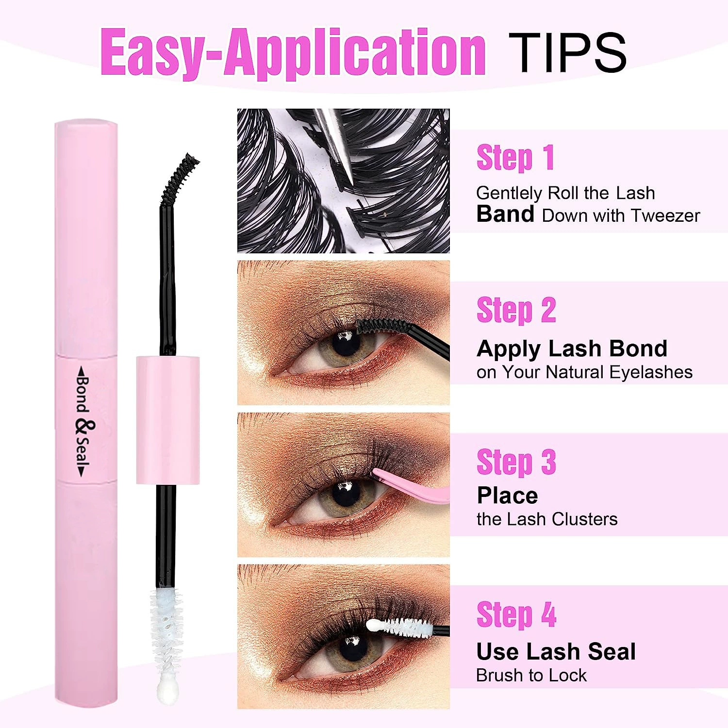 Набор для наращивания ресниц DIY Cluster Lashes, смешанные 30D/40D индивидуальные пучки, 12–14 рядов, пинцет и клей