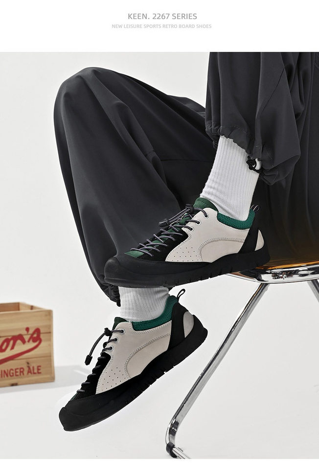 Giày sneaker nữ cổ thấp da lộn mờ phong cách retro đế dày buộc dây — 3679 kaki, 3679 màu hồng, 3679m Trắng và Xanh, 3679m màu trắng và xanh lá cây chi tiết 14