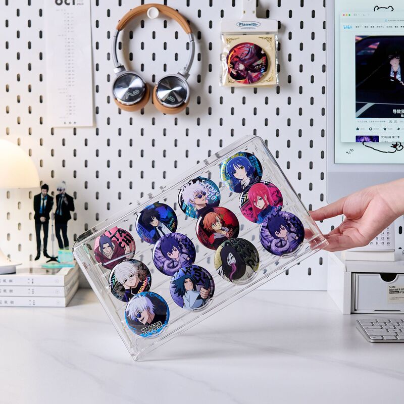 透明収納ボックス、雑穀陳列棚、防塵陳列キャビネット、二次元アニメ周辺バッジ、デスクトップ整理|undefined