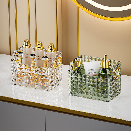 Light Luxury Mirror Cabinet Cosmetic Organizer, Home Dressing Table Desktop Lipstick & Skincare Storage Rack, Perfume Organizing Box