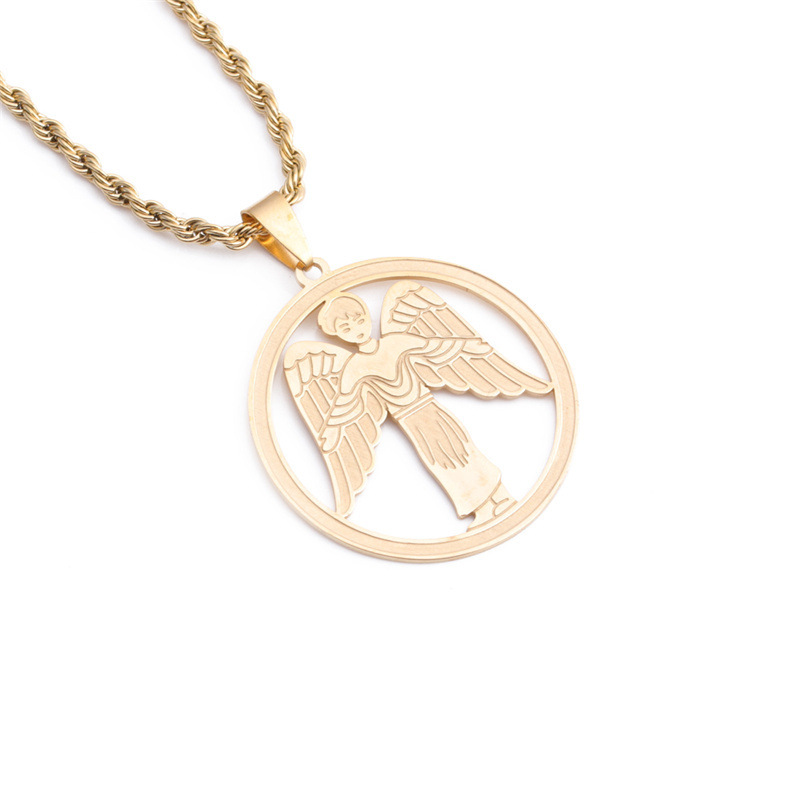 Fashion Stainless Steel Angel Wings Pendant Necklace display picture 2