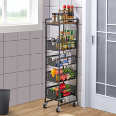 【Original Manufacturer】New Kitchen Square Tube Narrow Slot Rack Floor Multi-Layer Drawer Type Gap Shelf Organizer