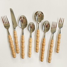 304不锈钢刀叉勺套装 珍珠手柄餐具 榉木柄西餐具珍珠不锈钢勺叉