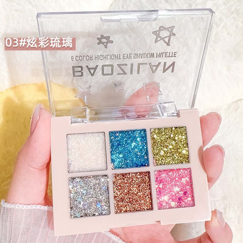 BAOZILAN グリッターステージメイクアップ着色しやすい 6 色スパンコールアイシャドウビッグスパンコール 6 色アイシャドウパレットメイクアップ卸売|undefined