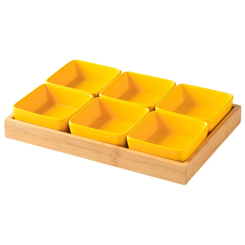 Северная ваза для закусок из керамики квадратная миска для домашнего использования столовая закуска диск соус для горячего блюда бамбуковый и дерево палета