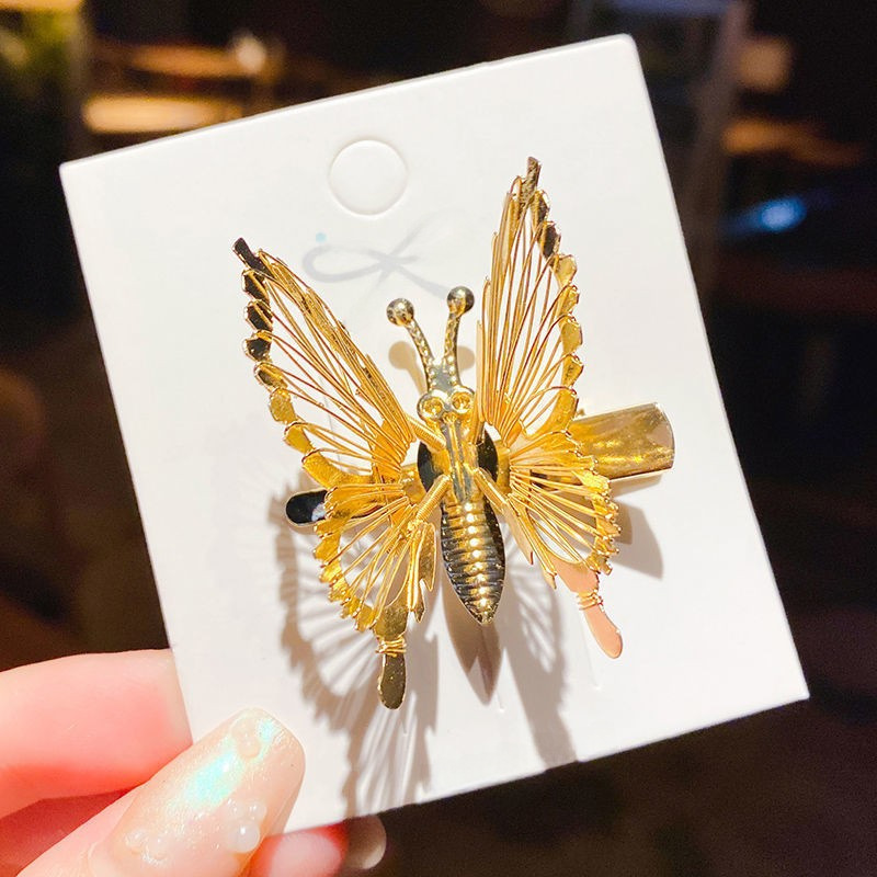 Sommer bewegliche Schmetterlings-Seitenclip-Haarnadel für Damen, Internet-Promi-Mode, Top-Clip, Kopfbedeckung, Pony-Haarnadel im antiken Stil, Haar-Accessoires für Mädchen_voghion.com