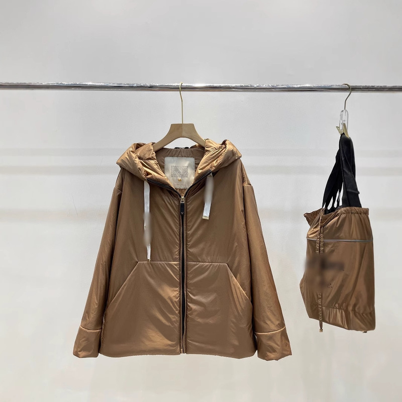 秋冬新款连帽织带轻盈保暖宽松版薄款连帽女式驼绒服665|undefined