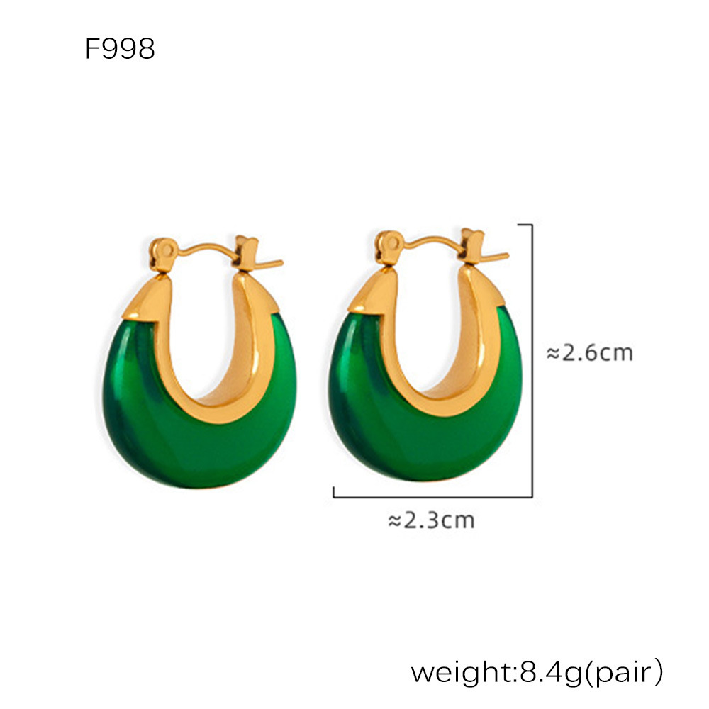 Dopamine Candy Colour Resin Square Earrings For Women Titanium Steel_voghion.com