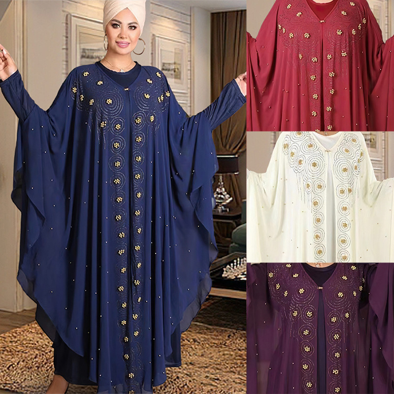 African Plus-Size Ethnic Style Long Robe, European and American Cross-Border Women's Clothing, Chiffon Rhinestone Long Dress 8943 African Plus-Size Ethnic Style Long Robe, European and American Cross-Border Women's Clothing, Chiffon Rhinestone Long Dress 8943