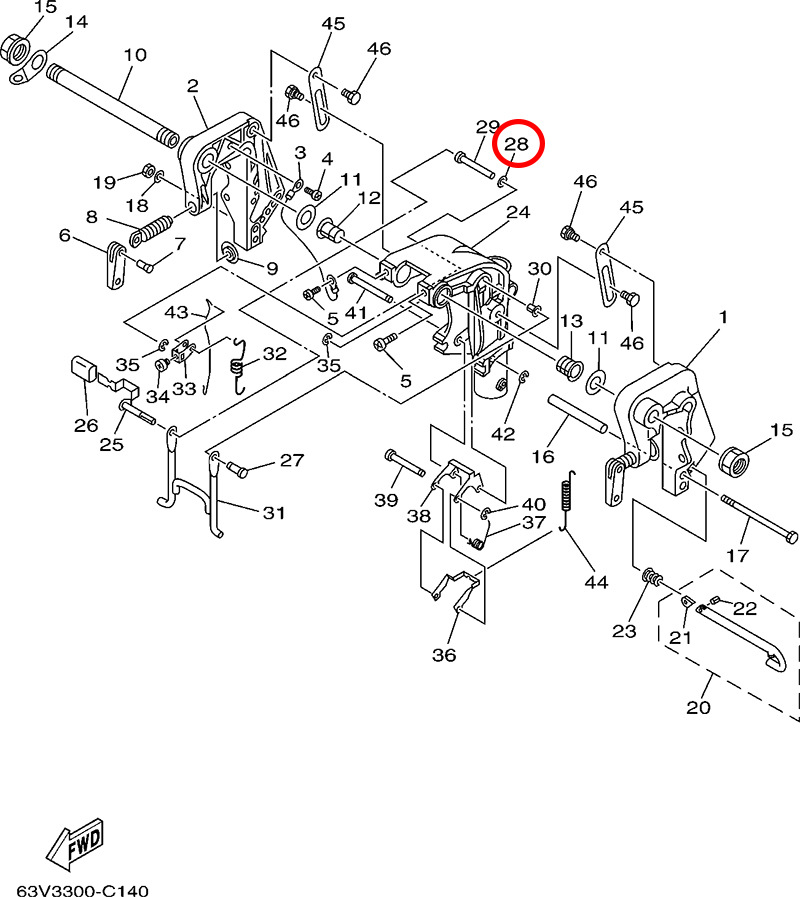 28)翟墨DEMONS舷外机船外橡皮艇冲锋舟轴套减磨垫圈90202-07M60