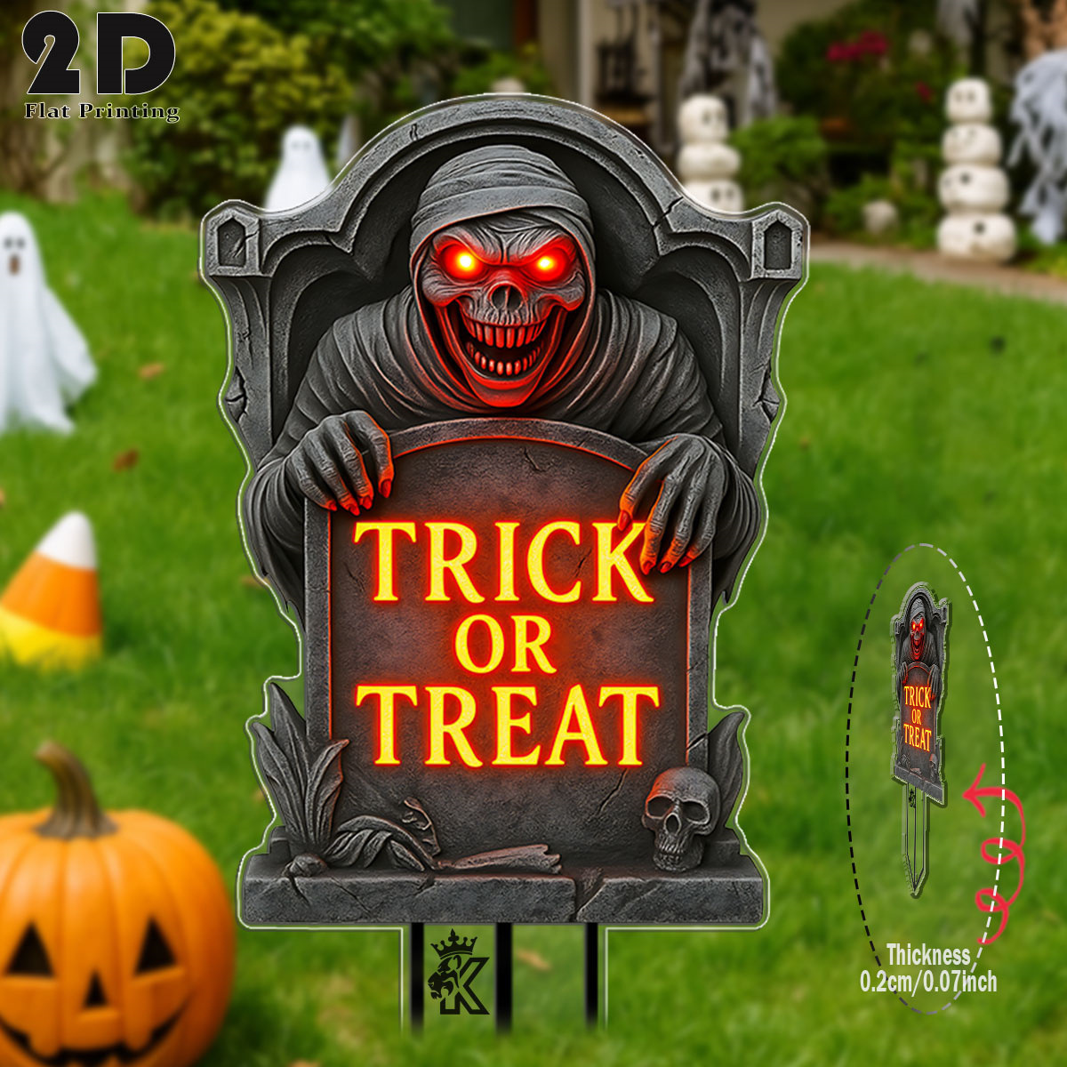 2D平面万圣节红眼木乃伊墓碑插牌花园装饰万圣节花园装饰地插