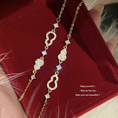 真金电镀锆石镂空葫芦手链轻奢高级感手环简约时尚手饰设计感小众